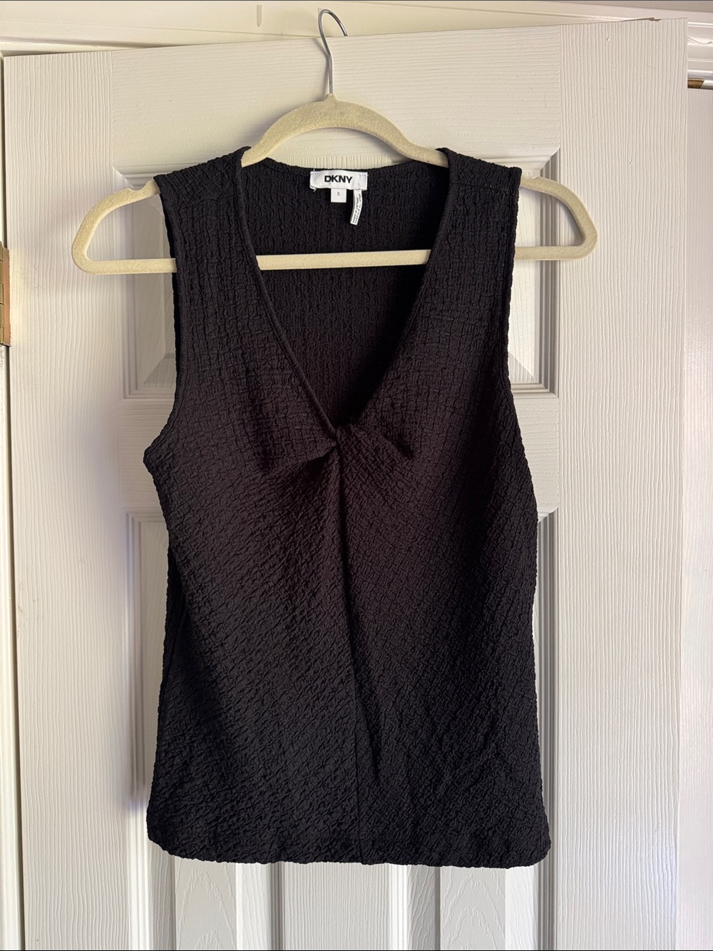 DKNY Black Textured V-Neck Tank
